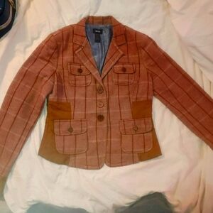 Mexx Wool Jacket For Women,Brown Multi-Colored Size M.